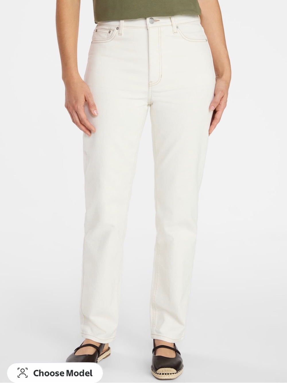 High-Rise Straight Leg Women's Jeans in Off-White